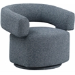 Meridian Furniture Niya Blue Linen Textured Fabric Swivel Accent Chair