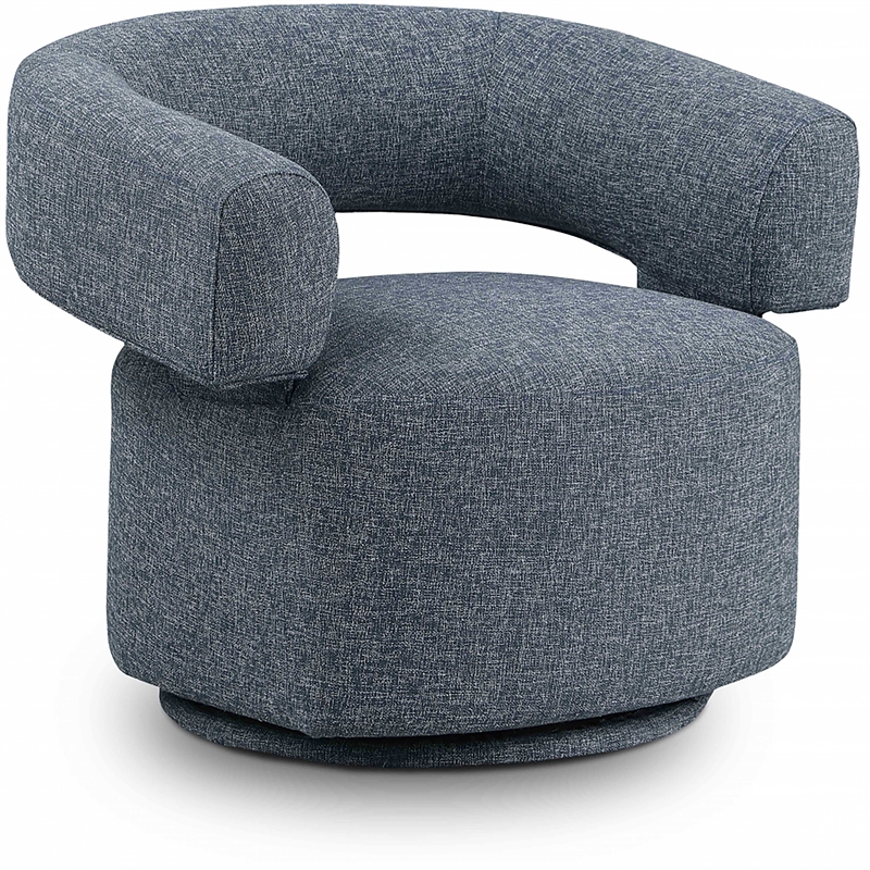 Meridian Furniture Niya Blue Linen Textured Fabric Swivel Accent Chair