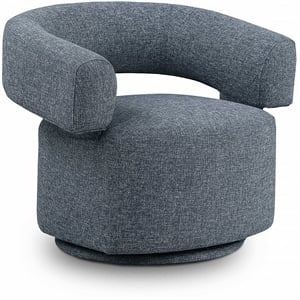 Meridian Furniture Niya Blue Linen Textured Fabric Swivel Accent Chair