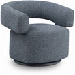 Meridian Furniture Niya Blue Linen Textured Fabric Swivel Accent Chair