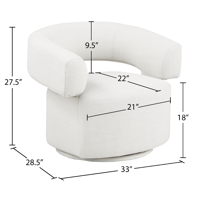 Meridian Furniture Niya Cream Linen Textured Fabric Swivel Accent Chair