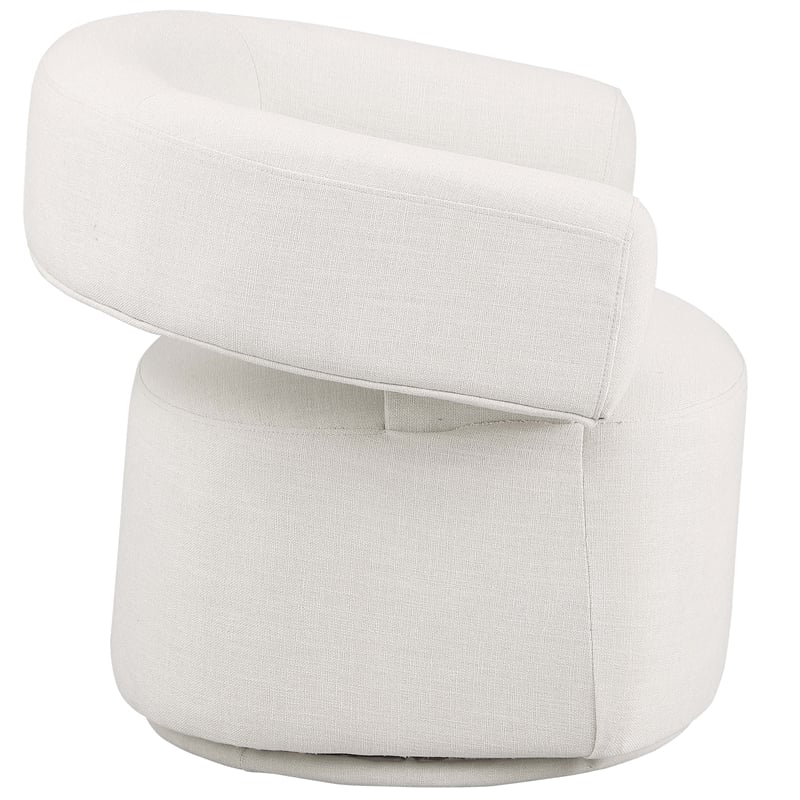 Meridian Furniture Niya Cream Linen Textured Fabric Swivel Accent Chair