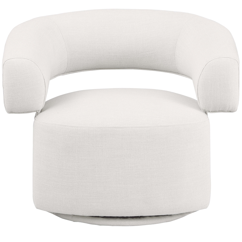 Meridian Furniture Niya Cream Linen Textured Fabric Swivel Accent Chair