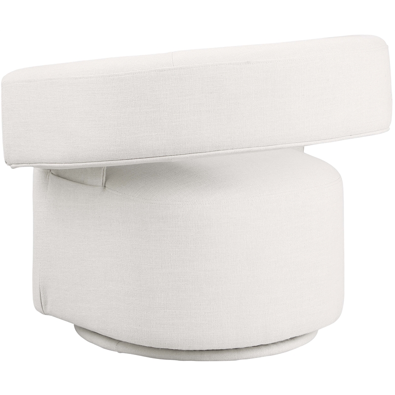 Meridian Furniture Niya Cream Linen Textured Fabric Swivel Accent Chair