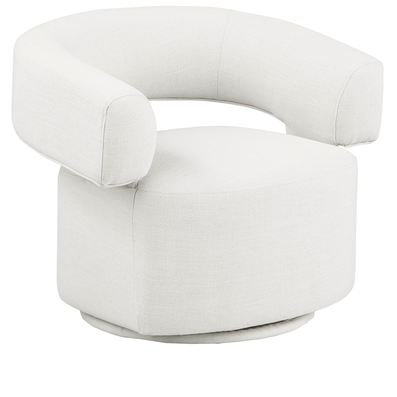 Meridian Furniture Niya Cream Linen Textured Fabric Swivel Accent Chair