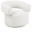 Meridian Furniture Niya Cream Linen Textured Fabric Swivel Accent Chair