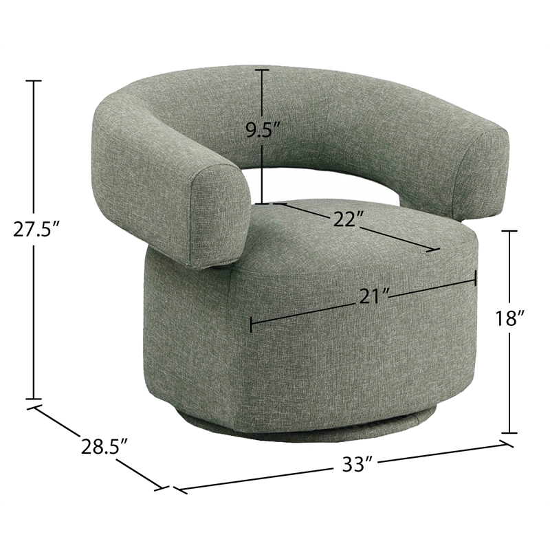 Meridian Furniture Niya Green Linen Textured Fabric Swivel Accent Chair