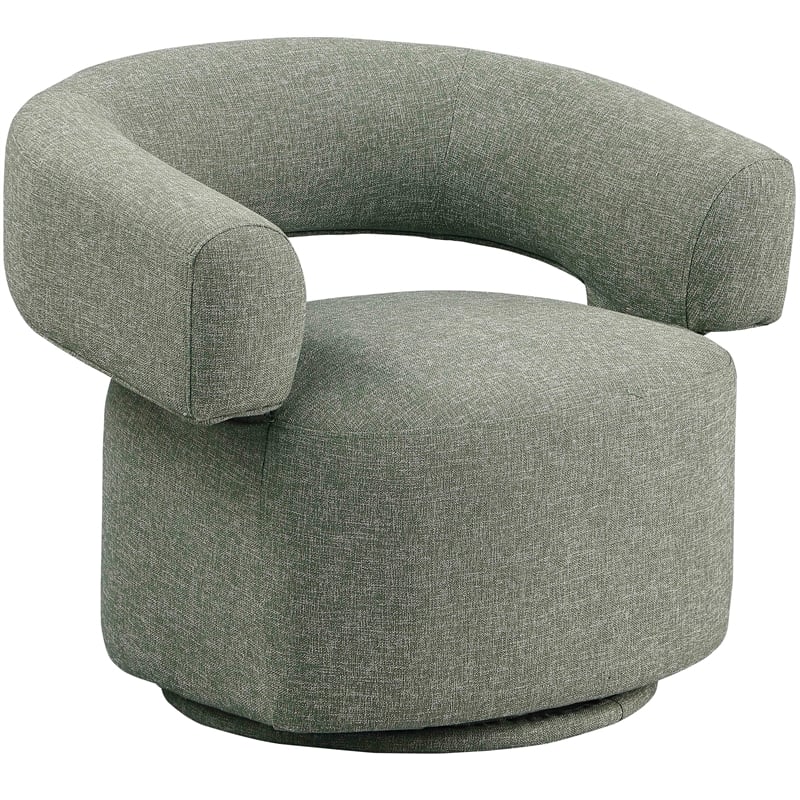 Meridian Furniture Niya Green Linen Textured Fabric Swivel Accent Chair