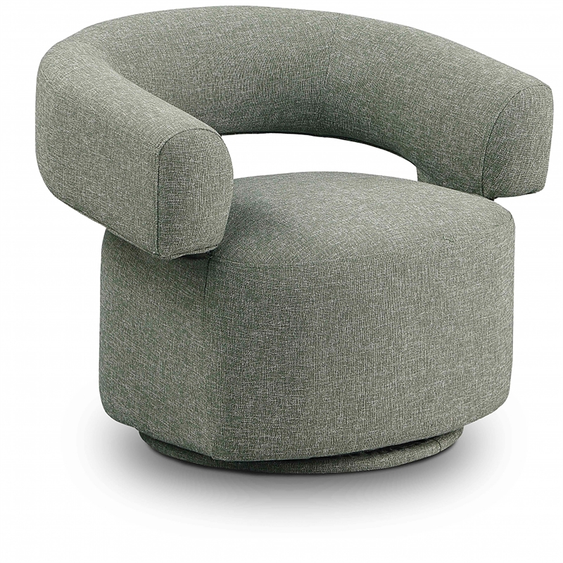 Meridian Furniture Niya Green Linen Textured Fabric Swivel Accent Chair