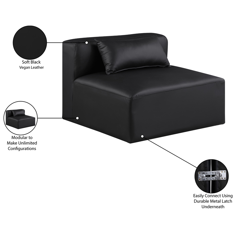 Meridian Furniture Cube Black Vegan Leather Armless Chair