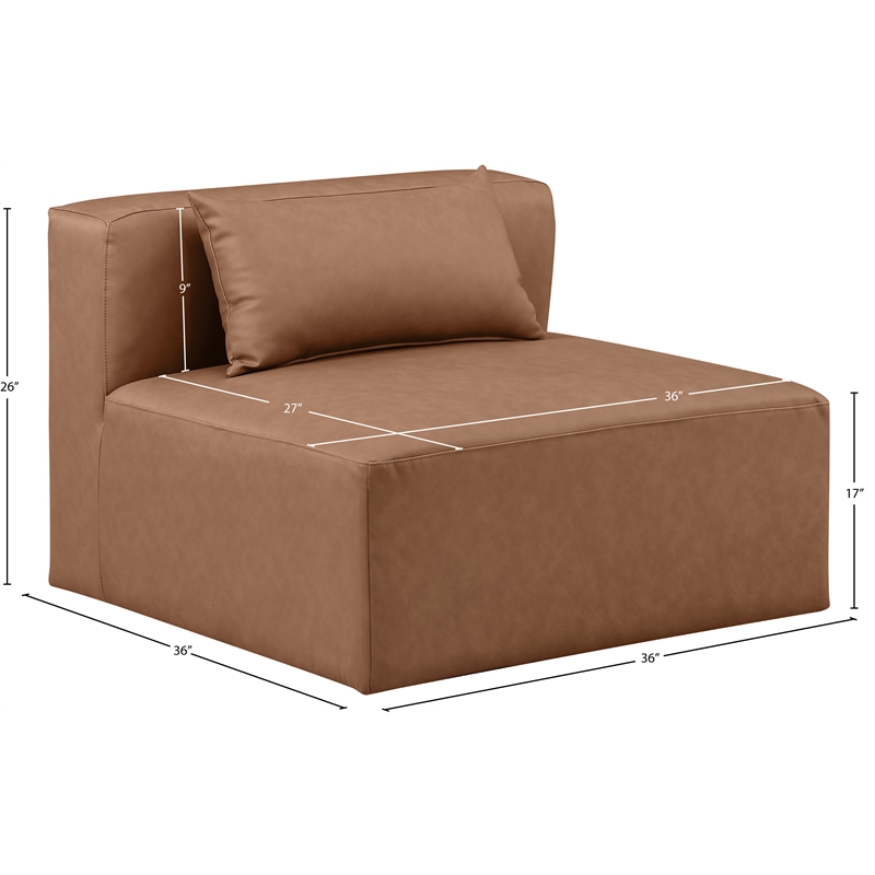 Meridian Furniture Cube Brown Vegan Leather Armless Chair