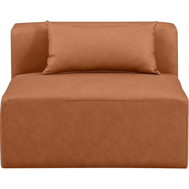 Meridian Furniture Cube Cognac Vegan Leather Armless Chair