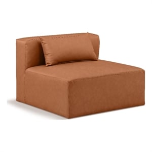 Meridian Furniture Cube Cognac Vegan Leather Armless Chair