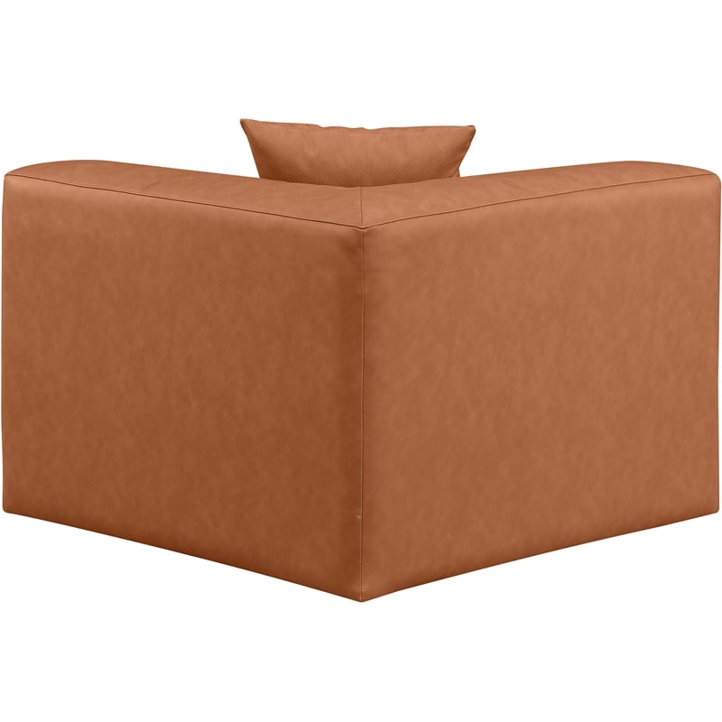 Meridian Furniture Cube Cognac Vegan Leather Corner Chair