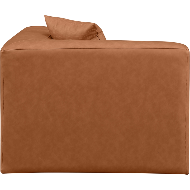 Meridian Furniture Cube Cognac Vegan Leather Corner Chair