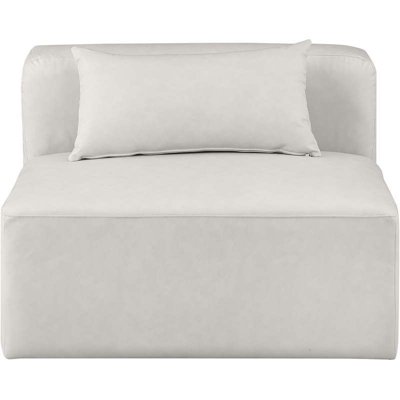 Meridian Furniture Cube Cream Vegan Leather Armless Chair