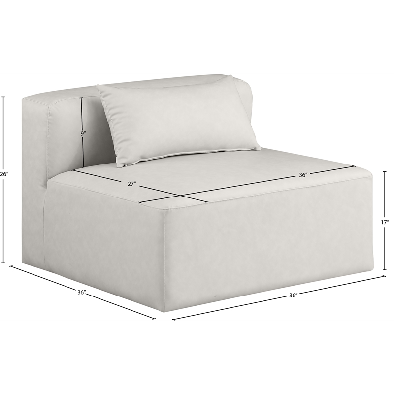 Meridian Furniture Cube Cream Vegan Leather Armless Chair