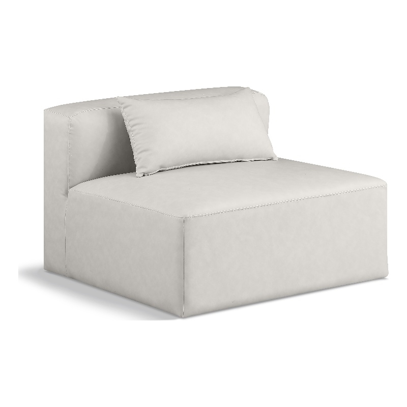 Meridian Furniture Cube Cream Vegan Leather Armless Chair