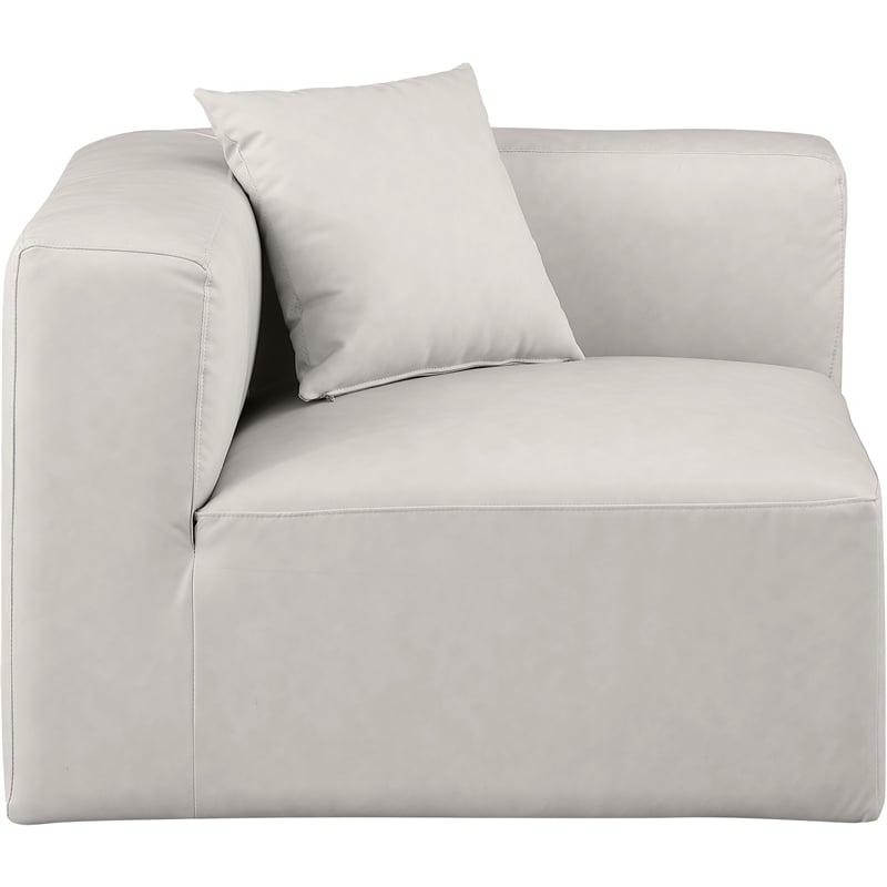 Meridian Furniture Cube Cream Vegan Leather Corner Chair