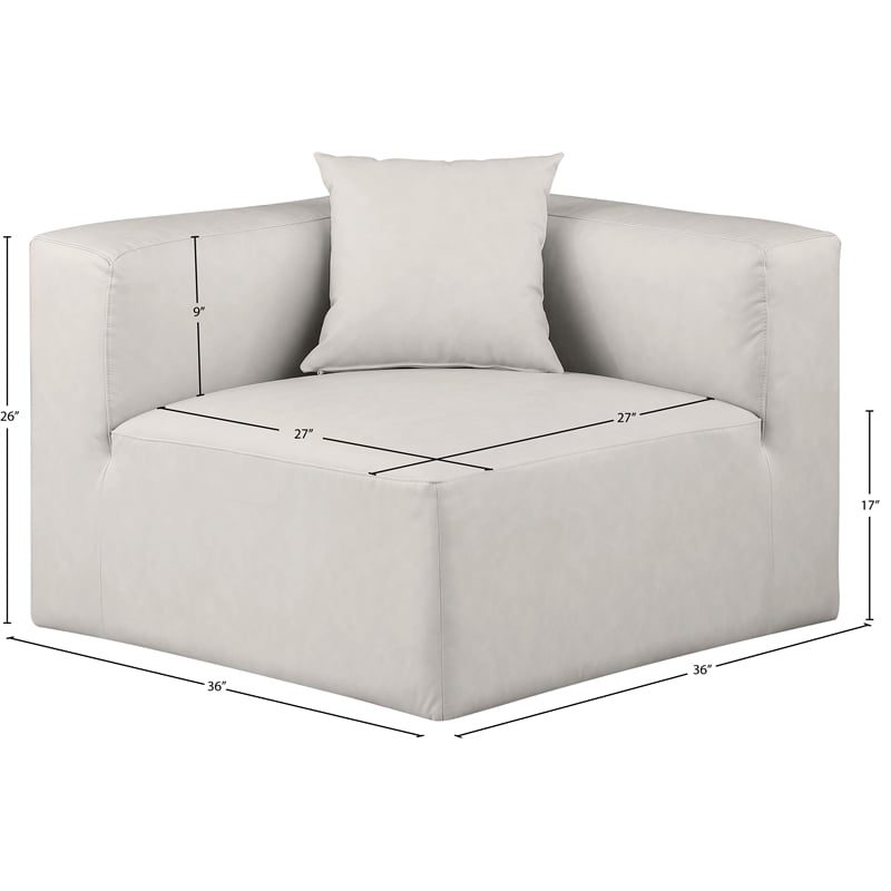 Meridian Furniture Cube Cream Vegan Leather Corner Chair