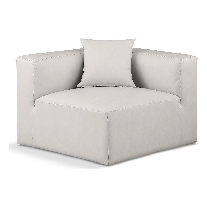 Meridian Furniture Cube Cream Vegan Leather Corner Chair