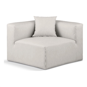 Meridian Furniture Cube Cream Vegan Leather Corner Chair