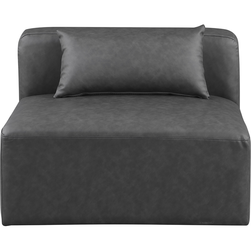 Meridian Furniture Cube Charcoal Grey Vegan Leather Armless Chair
