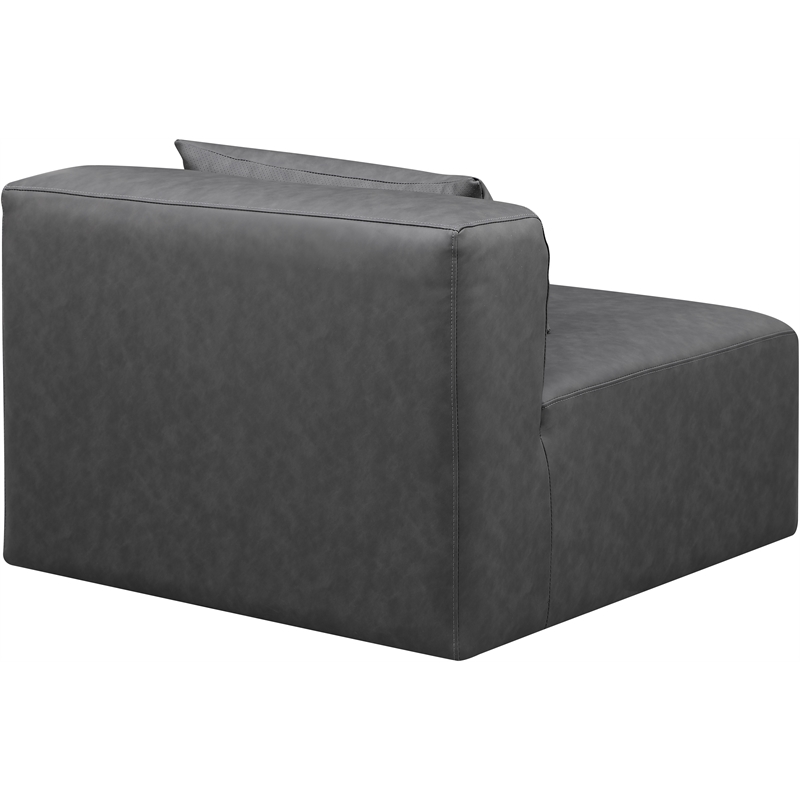 Meridian Furniture Cube Charcoal Grey Vegan Leather Armless Chair