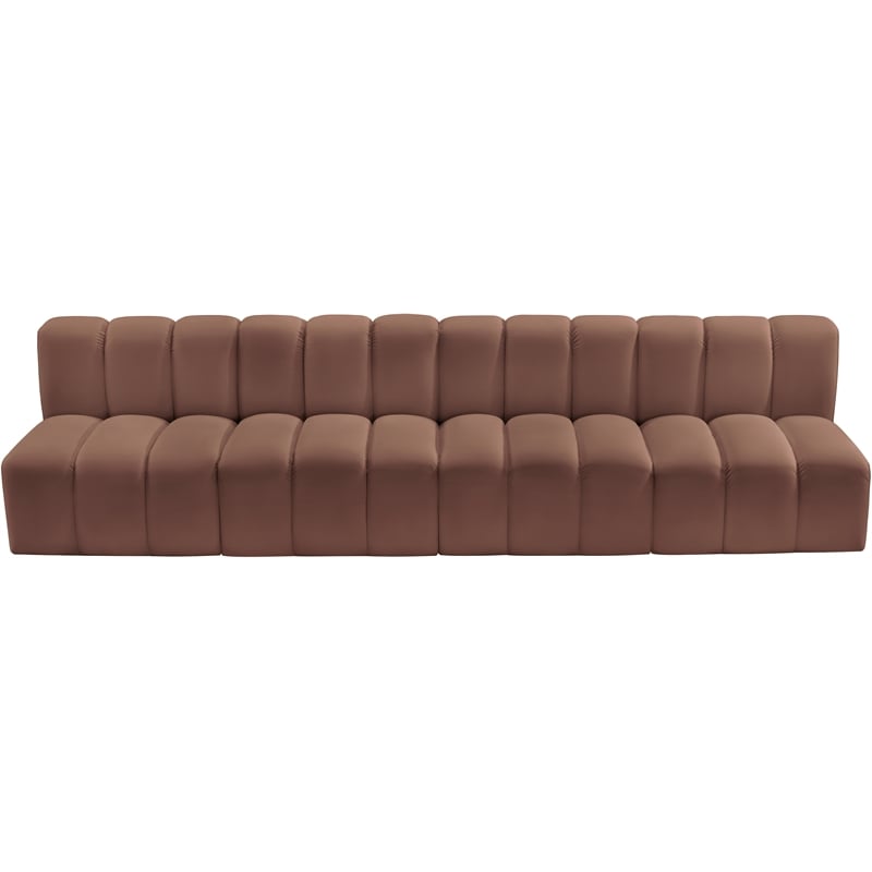 Meridian Furniture Arc Cognac Vegan Leather Modular Sectional