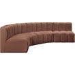 Meridian Furniture Arc Cognac Vegan Leather Modular Sectional