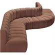 Meridian Furniture Arc Cognac Vegan Leather Modular Sectional