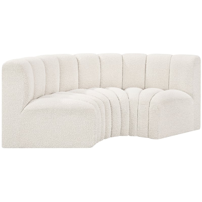 Meridian Furniture Arc Cream Boucle Fabric Modular Sectional