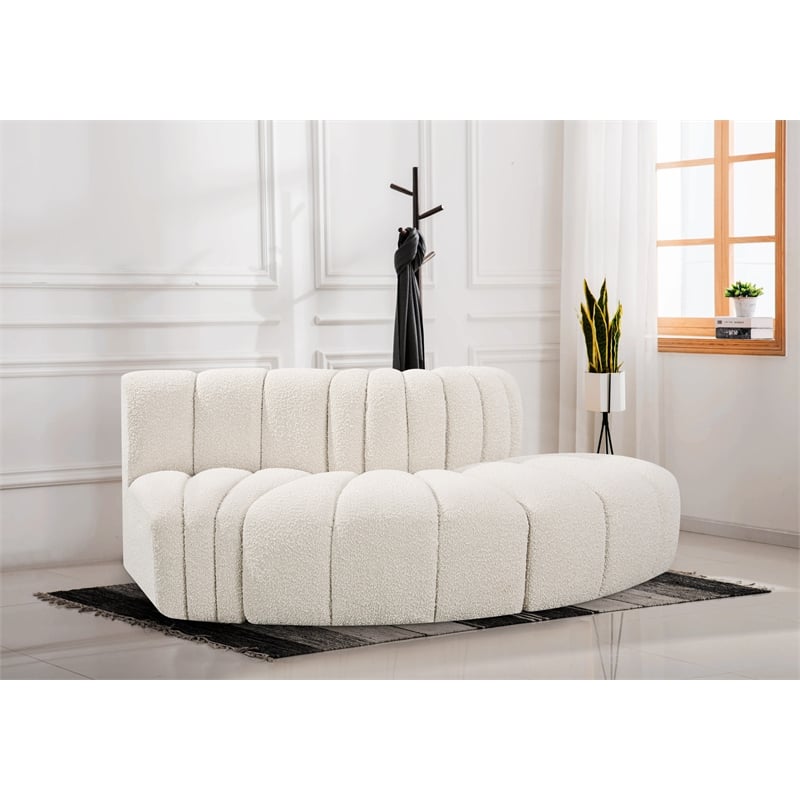 Meridian Furniture Arc Cream Boucle Fabric Modular Sectional
