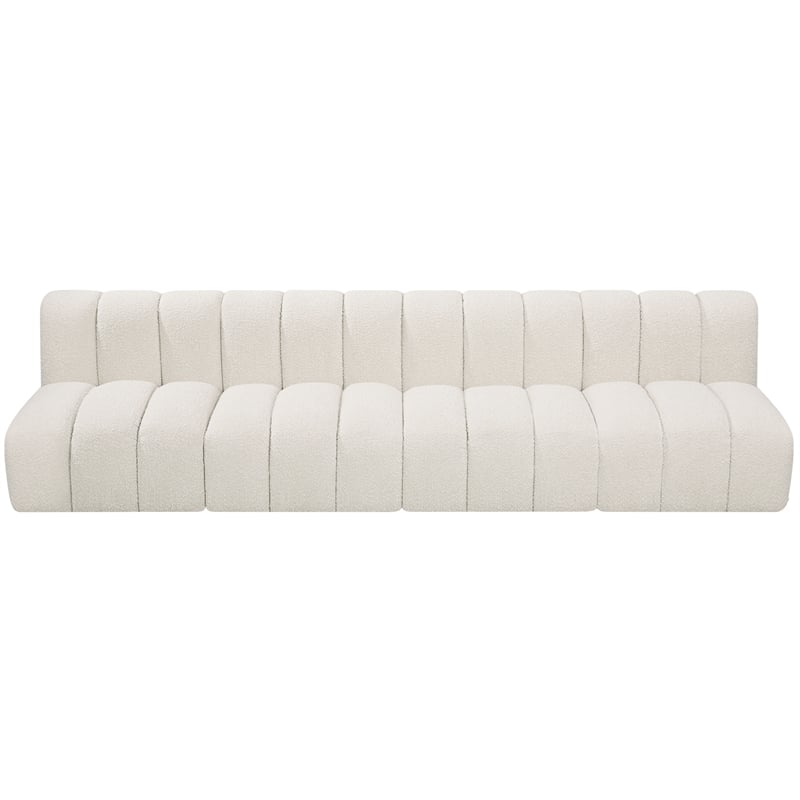Meridian Furniture Arc Cream Boucle Fabric Modular Sectional