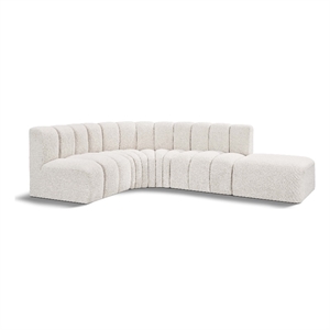 Meridian Furniture Arc Cream Boucle Fabric Modular Sectional