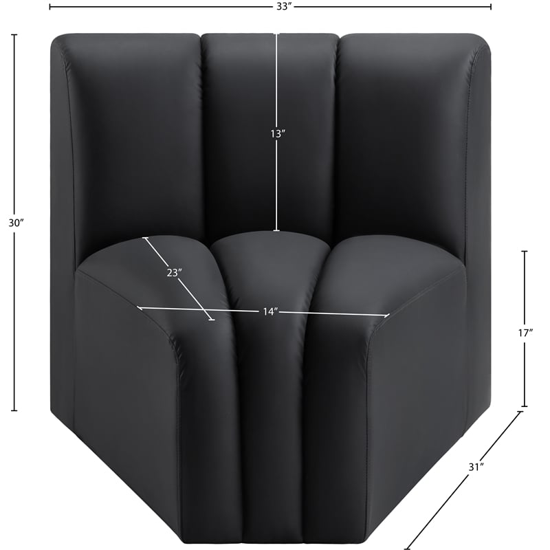 Meridian Furniture Arc Black Vegan Leather Curved Corner