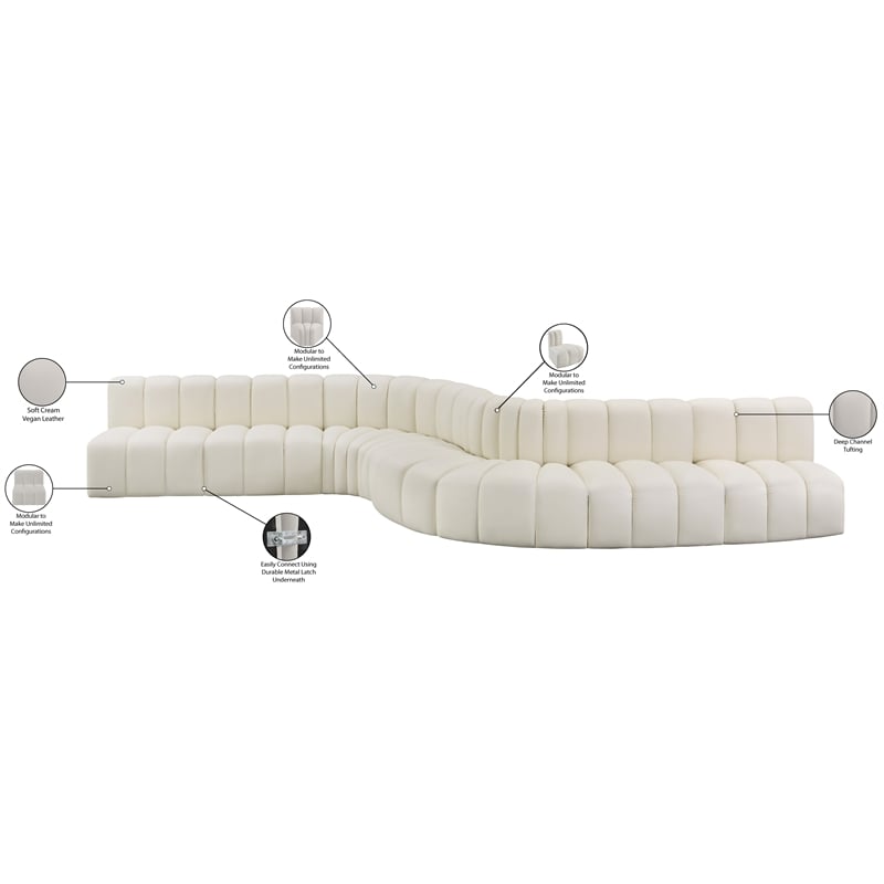 Meridian Furniture Arc Cream Vegan Leather Modular Sectional