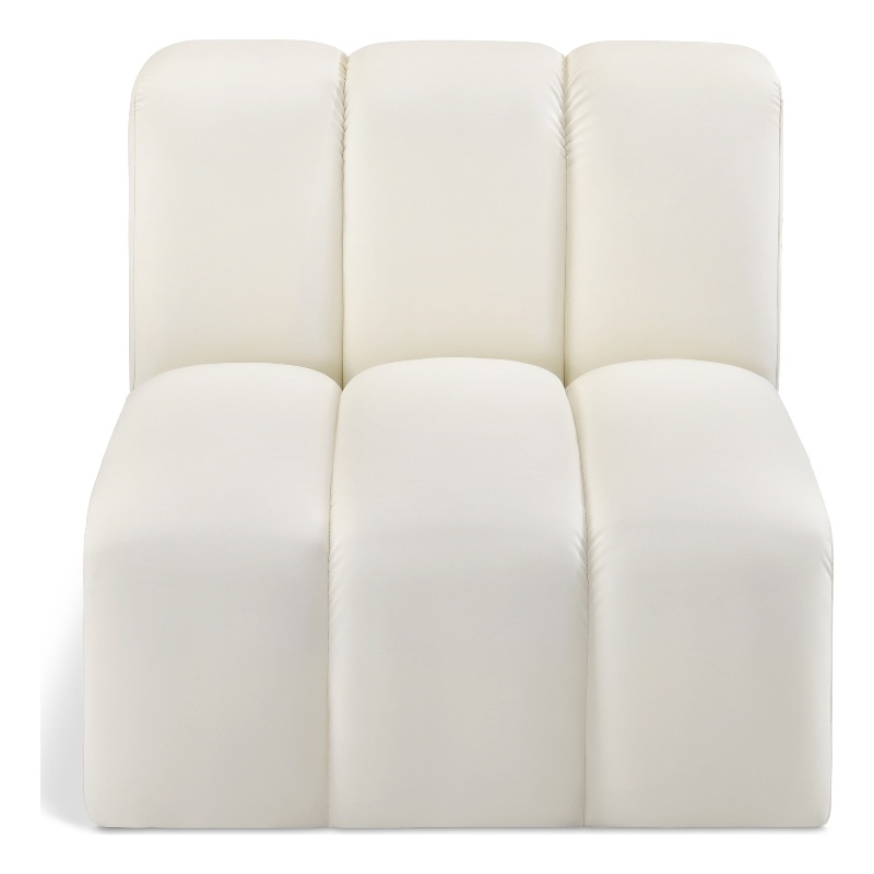 Meridian Furniture Arc Cream Vegan Leather Straight Chair