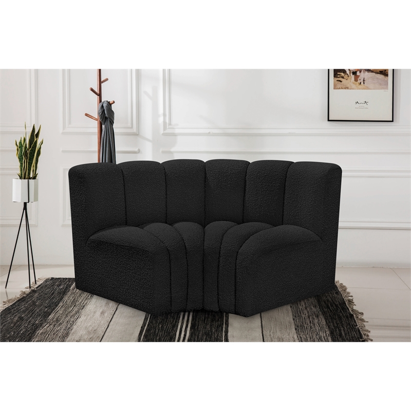 Meridian Furniture Arc Black Boucle Fabric Modular Sectional