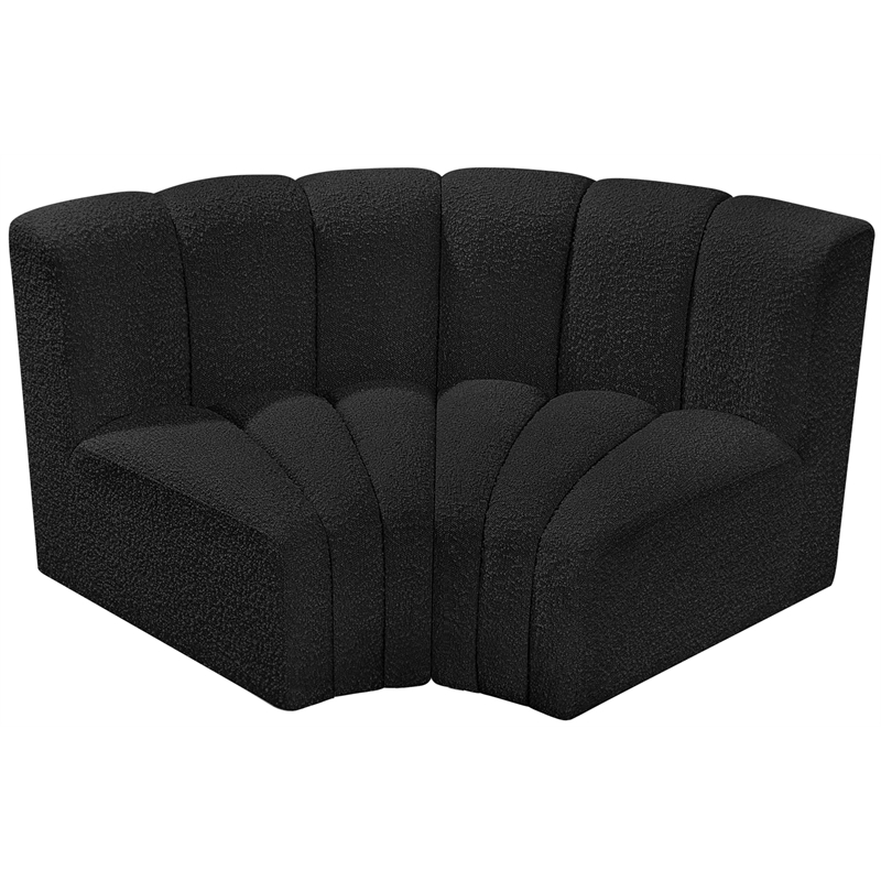 Meridian Furniture Arc Black Boucle Fabric Modular Sectional
