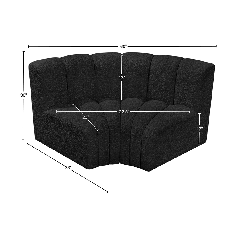 Meridian Furniture Arc Black Boucle Fabric Modular Sectional