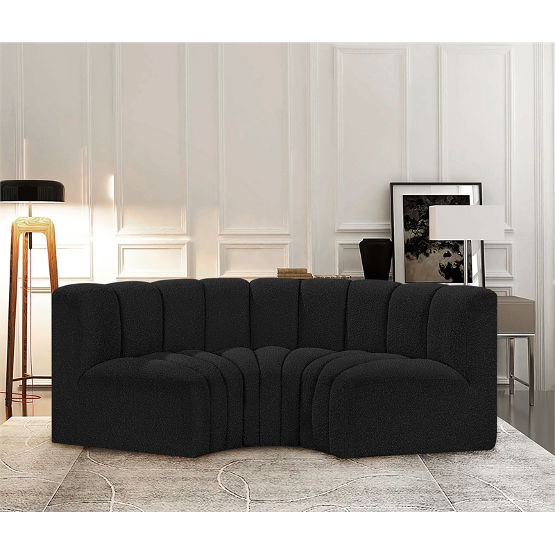 Meridian Furniture Arc Black Boucle Fabric Modular Sectional