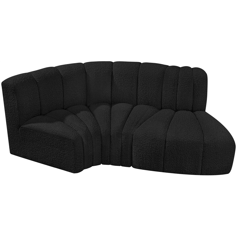 Meridian Furniture Arc Black Boucle Fabric Modular Sectional