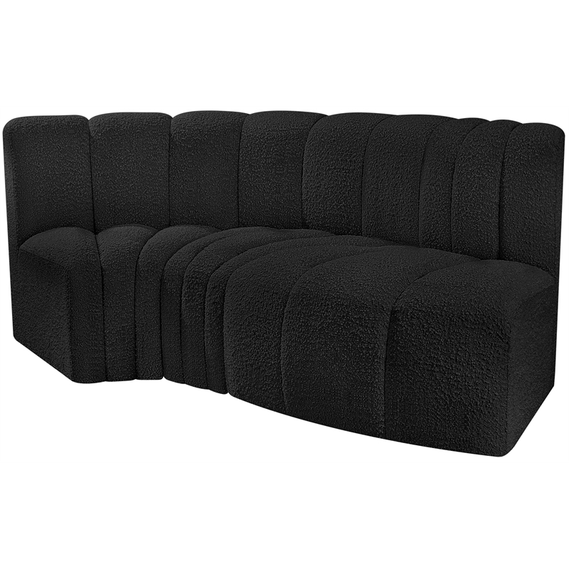 Meridian Furniture Arc Black Boucle Fabric Modular Sectional