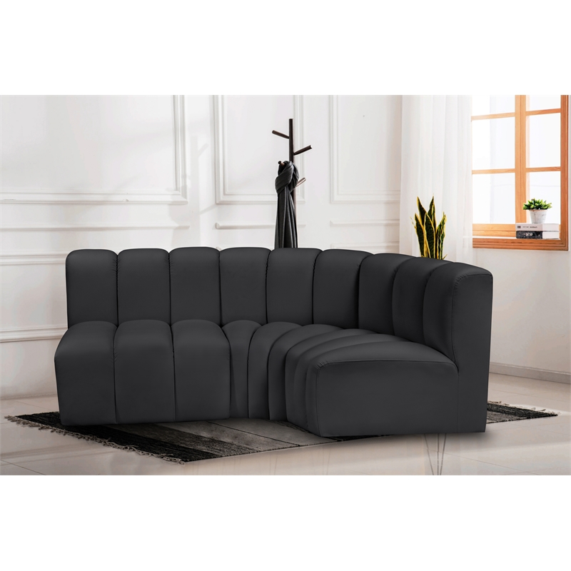 Meridian Furniture Arc Black Vegan Leather Modular Sectional