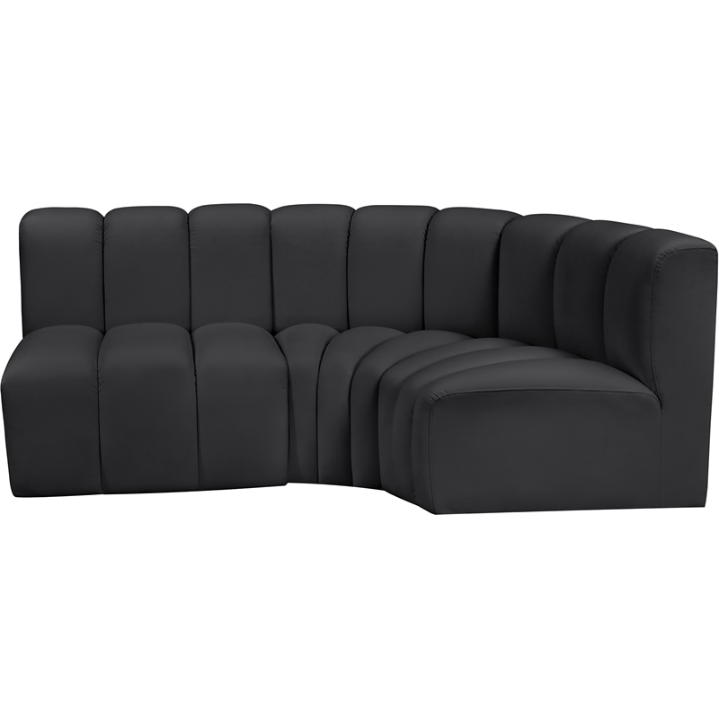 Meridian Furniture Arc Black Vegan Leather Modular Sectional