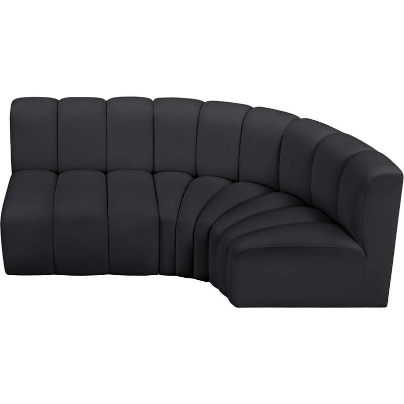 Meridian Furniture Arc Black Vegan Leather Modular Sectional