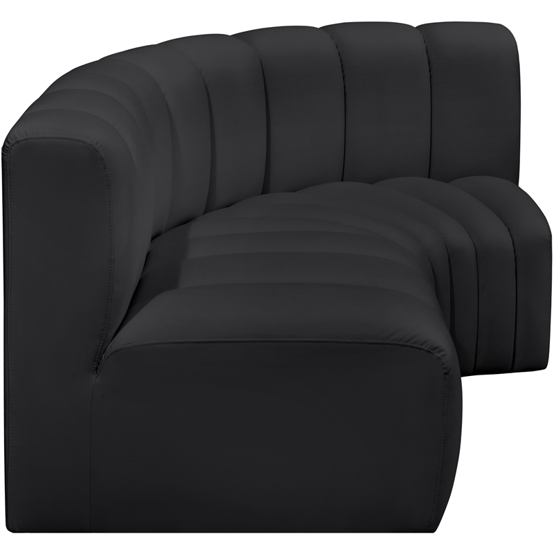 Meridian Furniture Arc Black Vegan Leather Modular Sectional