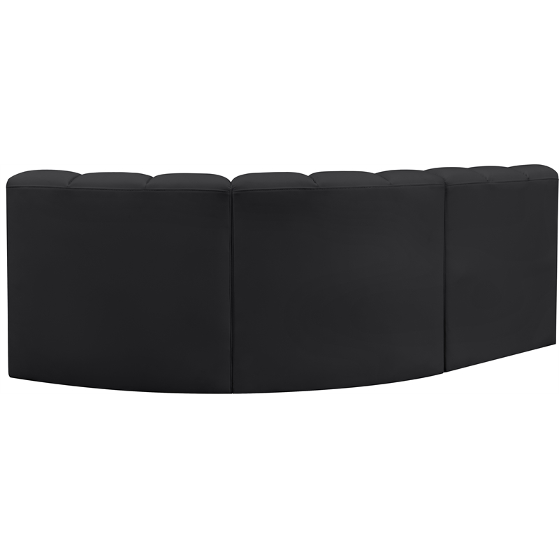 Meridian Furniture Arc Black Vegan Leather Modular Sectional