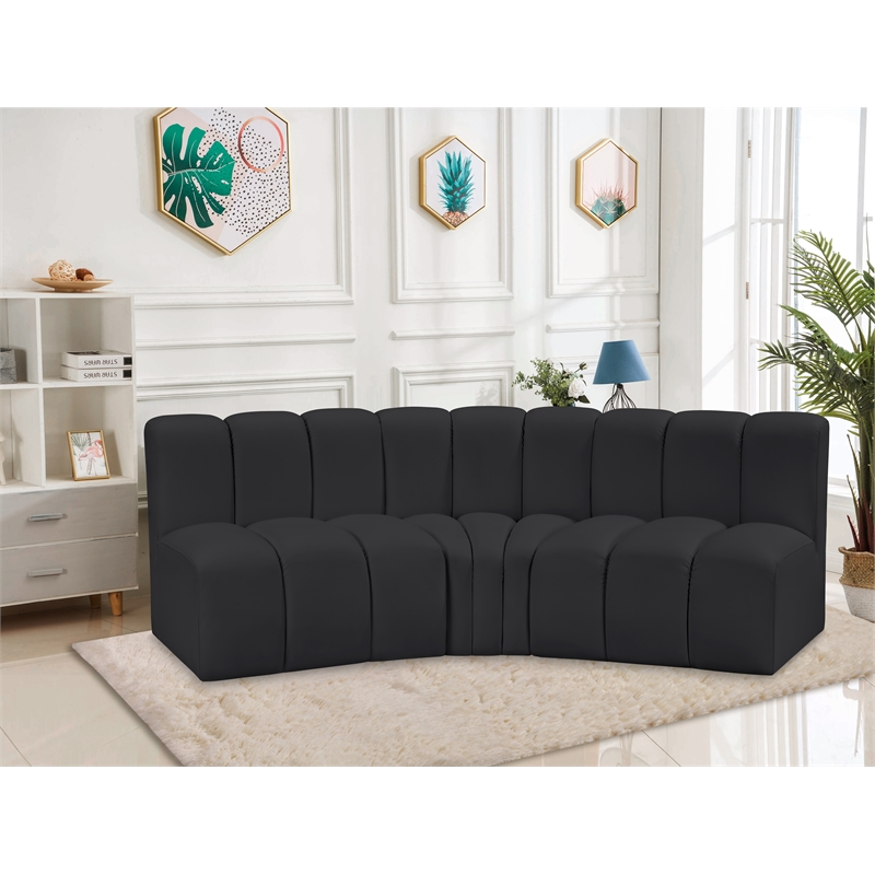 Meridian Furniture Arc Black Vegan Leather Modular Sectional